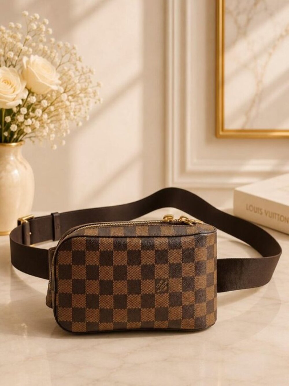 Authentic Louis Vuitton Geronimos Damier Ebene Belt Bag Crossbody Waist Bag